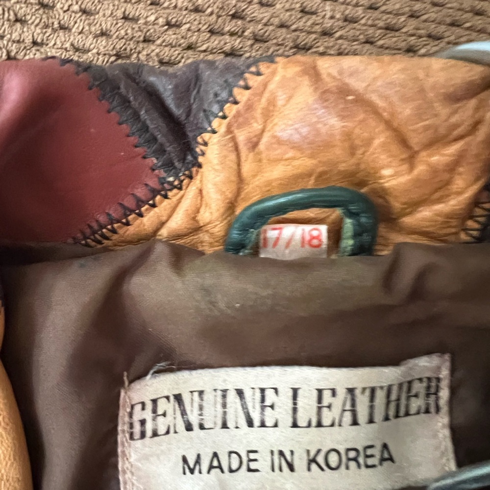 Vintage Genuine Leather Patchwork Bag - Brown and Tan